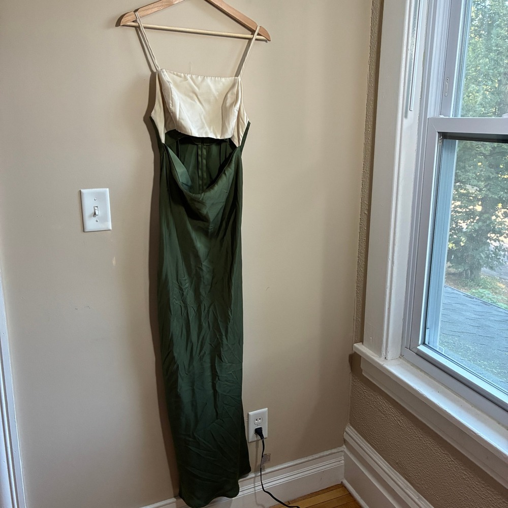 ASOS DESIGN Tall Colorblock Maxi Dress 8 Olive Green Women Satin Finish
